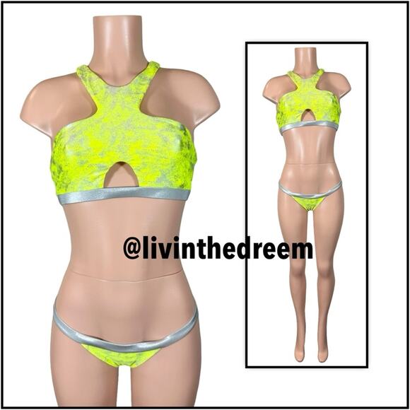 Beach Bunny 2015 Yellow Neon Galaxy Halter Top
L & Skimpy Bottoms M $249 - Picture 5 of 16